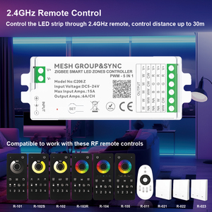 C206z aipin lưới nhóm Sync 4-Zone ZigBee App kiểm soát 24V thay đổi màu sắc <span class=keywords><strong>RGBW</strong></span> <span class=keywords><strong>LED</strong></span> Strip ánh sáng PWM Zone điều khiển 30m phạm vi - Product Image 5