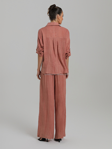 Ensemble deux pièces décontracté en lin non tissé 100 % pour femme – Haut léger et pantalon large respirant style <span class=keywords><strong>littéraire</strong></span> – Idéal printemps/été - Product Image 6