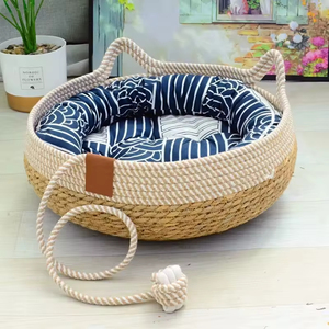 Cama para Gatos Desmontable, Tejida, con Tapicería, Casa para Dormir, Rascador para Gatos, de Ratán Resistente al Desgaste, Lavable, Cueva para Gatos, Artículos para Mascotas - Product Image 2