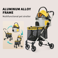 Poussette pour chien à double couche Panier détachable Poussette pour chien à trois volets avec animaux domestiques