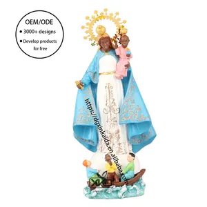 Fábrica atacado católica religiosa estátuas resina ícone favor colores personalizado africano virgem mary boneca batismo