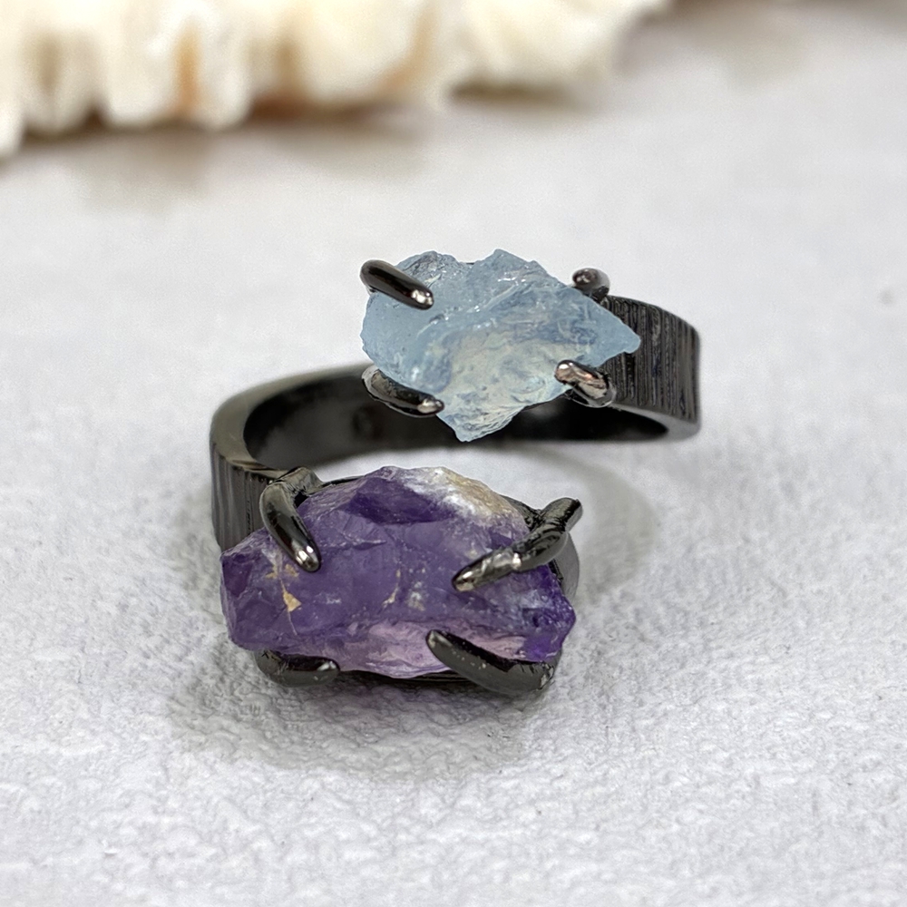 Acquamarina + ametista-nero/argento/oro