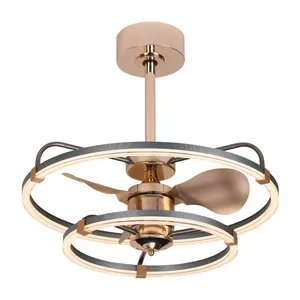 24 inç 3 bıçakları basit Modern Fan avize ışıklı tavan fanı oturma odası dekoratif lamba uzaktan kumanda hız Fan ile LED