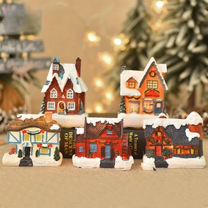 Christmas Resin Miniature House Led Lighting Indoor Decoration 3-3.9in Matte Finish Living Room Ornament - Product Image 3