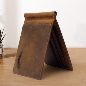 Cartera de cuero genuino para hombre con ranuras para tarjetas con bloqueo RFID y bolsillo para monedas, estilo moderno en color marrón oscuro, primavera 2023 - Product Image 2