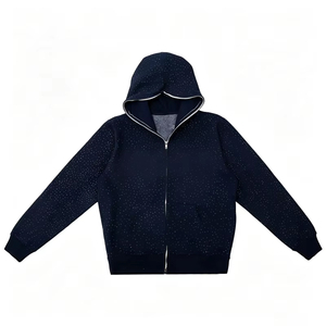 Sweat à capuche en coton avec strass, épais, surdimensionné, éco-responsable, streetwear unisexe, motif dessin animé, hiver - Product Image 3