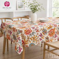 Nappe de jardin HuaLai 60x102 pouces en polyester effet coton à motif floral botanique pour repas en extérieur, sans plis, personnalisable