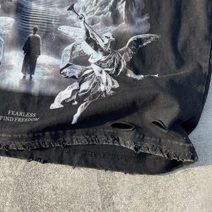 T-shirt pour homme en coton lourd, style streetwear personnalisé, vintage, imprimé à l'écran, délavé à l'acide, épaules tombantes, surdimensionné, graphique - Product Image 5