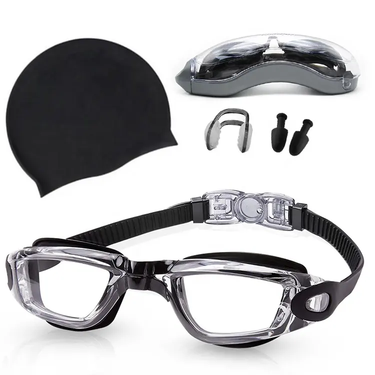 High Quality Swimming Caps And Glasses Anti-fog HD Swimming Goggles Earplug Set