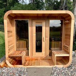 Sauna Exterior de Lujo Personalizable de Alta Gama, Moderna, Eléctrica, de Madera Maciza de Hemlock, para 2-3 Personas - Product Image 1
