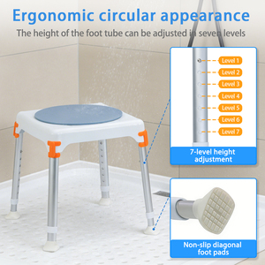 Chaise <span class=keywords><strong>de</strong></span> douche pivotante réglable, tabouret <span class=keywords><strong>de</strong></span> <span class=keywords><strong>bain</strong></span> rotatif à 360°, capacité <span class=keywords><strong>de</strong></span> 120 kg, <span class=keywords><strong>siège</strong></span> <span class=keywords><strong>de</strong></span> sécurité médical pour personnes âgées, handicapées et adultes - Product Image 2