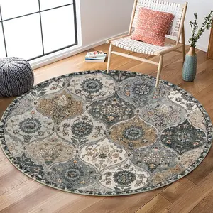 Diskon besar grosir kustom ruang tamu Alfombra antik bulu imitasi karpet bulat lembut Non-slip ruang makan karpet Persia dan tikar