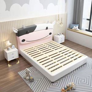 Lit de Jour Moderne Minimaliste en Bois Confortable pour Enfants, Design Vache Cartoon, Idéal Chambre Garçons Filles Petits Espaces - Product Image 4