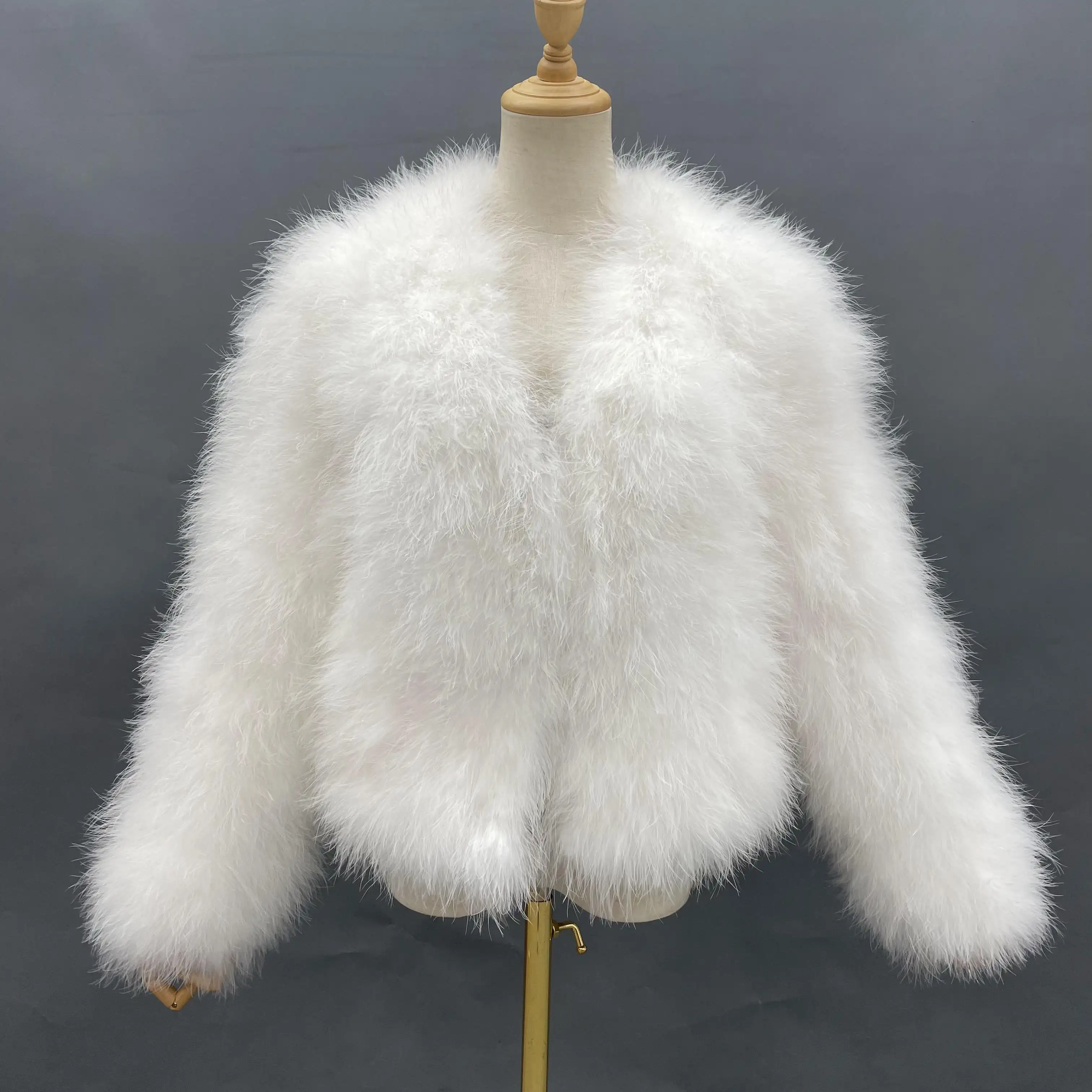 Handmade Winter Thick Warm Women Real Turkey Feather Coat Ostrich Feather Jacket
