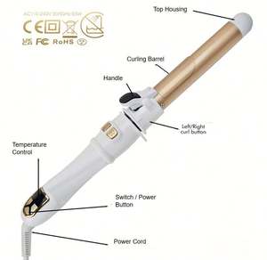 Fer à friser rotatif automatique, baguette à friser automatique facile, chauffage rapide professionnel, affichage de la température LCD, matériau composite - Product Image 2