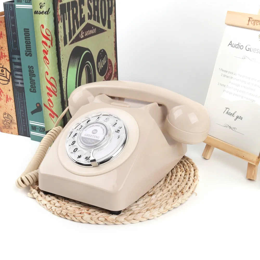 Antika ziyaretçi defteri kayıt telefon dekoratif ses ziyaretçi defteri telefon ev telefonu düğün için ses kaydetmek