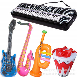 Inflatable Musical Instruments Set 5Pcs PVC Guitars Saxophone Trumpet Drum Kids Toy Unisex 2-4 Years Stage Props - Product Image 1