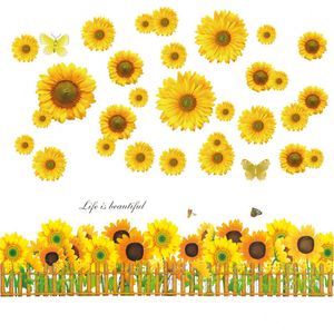 Nouveaux autocollants muraux décoratifs tournesol 3D en PVC auto-adhésifs pour salon, chambre, décoration intérieure, cadeaux, vente en gros - Product Image 5