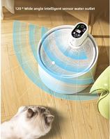 Fontaine à eau pour chat en céramique de 2,3 L avec écran LED, batterie rechargeable, pompe silencieuse, abreuvoir automatique pour animaux de compagnie