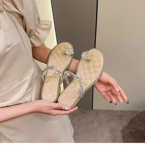 Sandalias Planas de Verano 2026 para Mujer, Chanclas con Pedrería, Tacón Bajo, Pantuflas para Exteriores, Combinables con Vestidos - Product Image 1