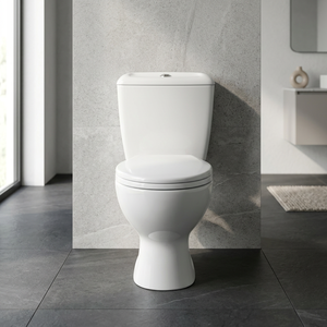 Inodoro de cerámica blanca Vistaar de dos piezas, de conexión directa, con descarga por arrastre, para baño. - Product Image 2
