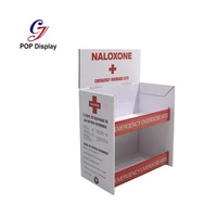 Rak Display Meja Kardus Kecil untuk Iklan, Cetak CMYK dari Bahan Daur Ulang, Baki Display PDQ untuk Obat