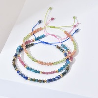 Bracelet en perles de pierre naturelle colorées de 3 mm, design géométrique, style bohème, de haute qualité, unisexe, cadeau