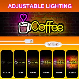 Coffee cup neon LED indoor hanging ambient light shop <b>sign</b> wall decoration light entrance indicator light luminous <b>sign</b> 5V 12V - Product Image 4