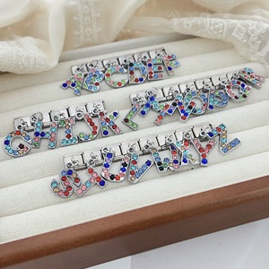 Trendy Colorful <b>Crystal</b> Letter Alphabet Dangle Italian Charm Links Stainless Steel DIY Modular <b>Bracelet</b> Charms Jewelry Gift - Product Image 6