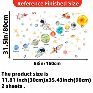 Autocollant mural pour chambre d'enfant, système solaire, fusée spatiale, dessin animé, pour la décoration de la maison - Product Image 6