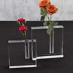 5x5 Zoll 6x6 Zoll hand gefertigte Block Bud Vase Lucite Blumenvase für Home Decor Millen ial Crystal Moderne Dekoration Valentinstag - Product Image 3