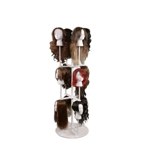 Custom modern rotating metal white floor mannequin heads wig display racks