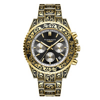 Montre à quartz de luxe pour homme - 43 mm, acier inoxydable, analogique, résistante à l'eau, avec aiguilles lumineuses