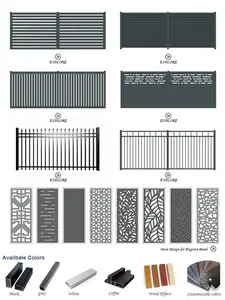 JHR Popular Garden Aluminum 8-ft Tall Privacy Fence Panels Outdoor PVC Fencing Post And Rail Artificial Balcony Fence Spear