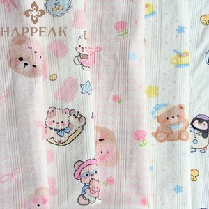 ผ้าพิมพ์ลาย HAPPEAK ผ้าโพลีเอสเตอร์ 95% สแปนเด็กซ์ 5% ลายการ์ตูนหมี ผ้าถักยืดหยุ่นสำหรับชุดนอนเด็ก - Product Image 2