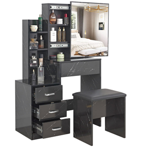 Factory Direct Cosmetic Bedroom <b>Dressing</b> <b>Table</b> with <b>Mirror</b> and Stool, Makeup <b>Vanity</b> Set - Product Image 1