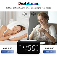 Horloge LED de bureau numérique OEM populaire d'usine Grande alarme double BT avec fonction rechargeable Utilisation au bureau à chaud