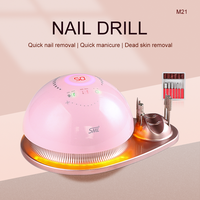 Foret à ongles en plastique SML rose/blanc/noir |   Polisseuse à haute vitesse pour soins des ongles et des pieds, 50 000 tr/min, avec 6 embouts (Populaire)