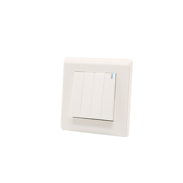 ABUK OEM UK Standard Simple Design White Plastic Panel Material 4Gang 2Way Power Light House Wall Electrical Single Switch