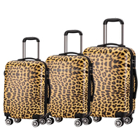 Valises à imprimé léopard en ABS+PC, ensembles de bagages à coque rigide avec roulettes pivotantes