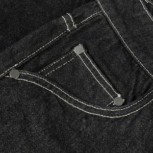 กางเกงยีนส์ขาสั้นเดนิมคุณภาพสูงปักโลโก้ตามสั่ง สไตล์สตรีทแวร์สำหรับผู้ชาย ตะเข็บตัดสีดำ ทรงโอเวอร์ไซส์ - Product Image 5