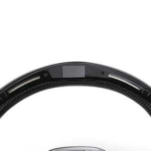 Volant en cuir semi-perforé avec bouton de démarrage, en fibre de carbone et LED pour VW Volkswagen <span class=keywords><strong>Golf</strong></span> R 6 7 7.5 8 MK8 MK7 8R Gti <span class=keywords><strong>Gtd</strong></span> - Product Image 5