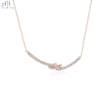 Ultima serie curva alta gioielli minimalista elegante collana 18K rosa oro naturale diamante clavicola collana per le donne