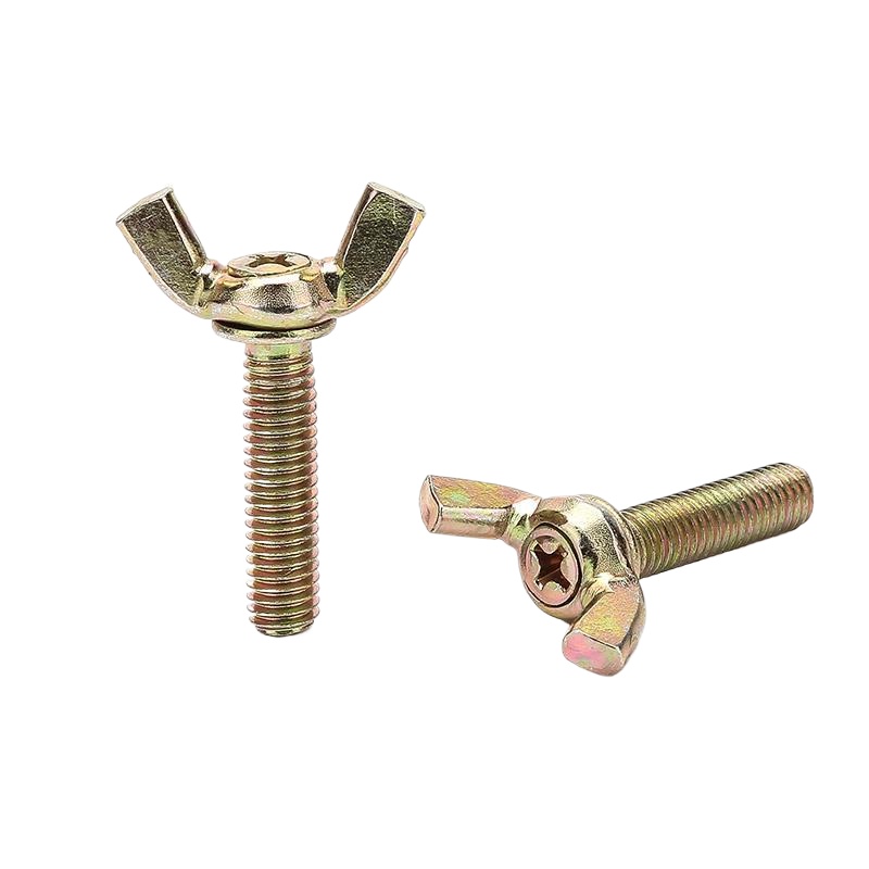 Zinc Plated Cross Groove Manual Horn Bolt - Yellow Wing