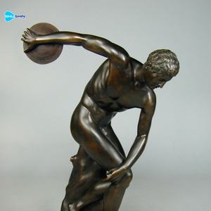 Sculpture de statue de lanceur masculin <span class=keywords><strong>nu</strong></span> en bronze <span class=keywords><strong>antique</strong></span> <span class=keywords><strong>grec</strong></span>, décoration de jardin extérieur, taille réelle, moderne - Product Image 4