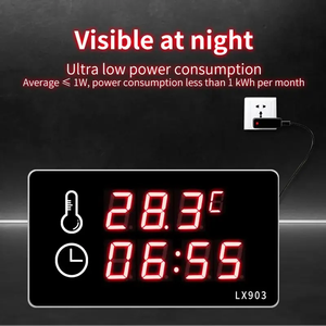 Grand écran LED mural, instrument de mesure de la température industriel, thermomètre, horloge pour <span class=keywords><strong>piscine</strong></span>, sauna - Product Image 5