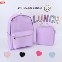 Sac à dos scolaire pour enfants, antivol, fermeture éclair étanche, capacité 20-36L, ensemble de voyage mignon violet