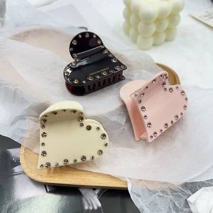 Oradour Pince à cheveux de luxe personnalisée en acétate avec strass roses français et diamant en forme de cœur, accessoire de mode pour femme, usage domestique, divers modèles - Product Image 3