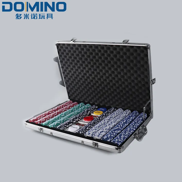 1000 Chips Poker Set Aluminium Koffer mit Poker Sets Fall Spielkarten würfel und Händler