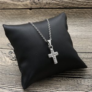<b>Cross</b> Pendant Necklace Stainless Steel Pave Setting Crystal Charm For Men Women Gift Jewelry Fashion - Product Image 3